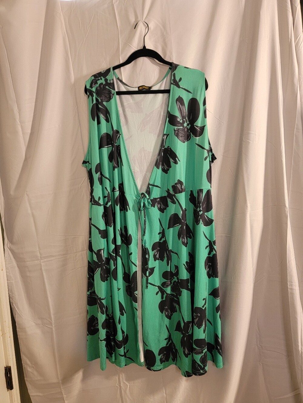 Reborn Green Floral Sleeveless Duster Vest 3X